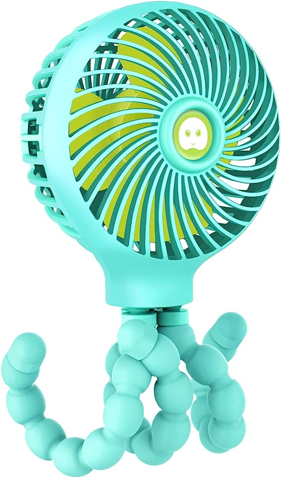 Mini Handheld Stroller Fan, Personal Portable Baby Fan with Flexible Tripod, 2023 Upgraded Version, Gift for Children, Rechargeable Fan for Office Room Car Traveling BBQ Gym Fan (White)
