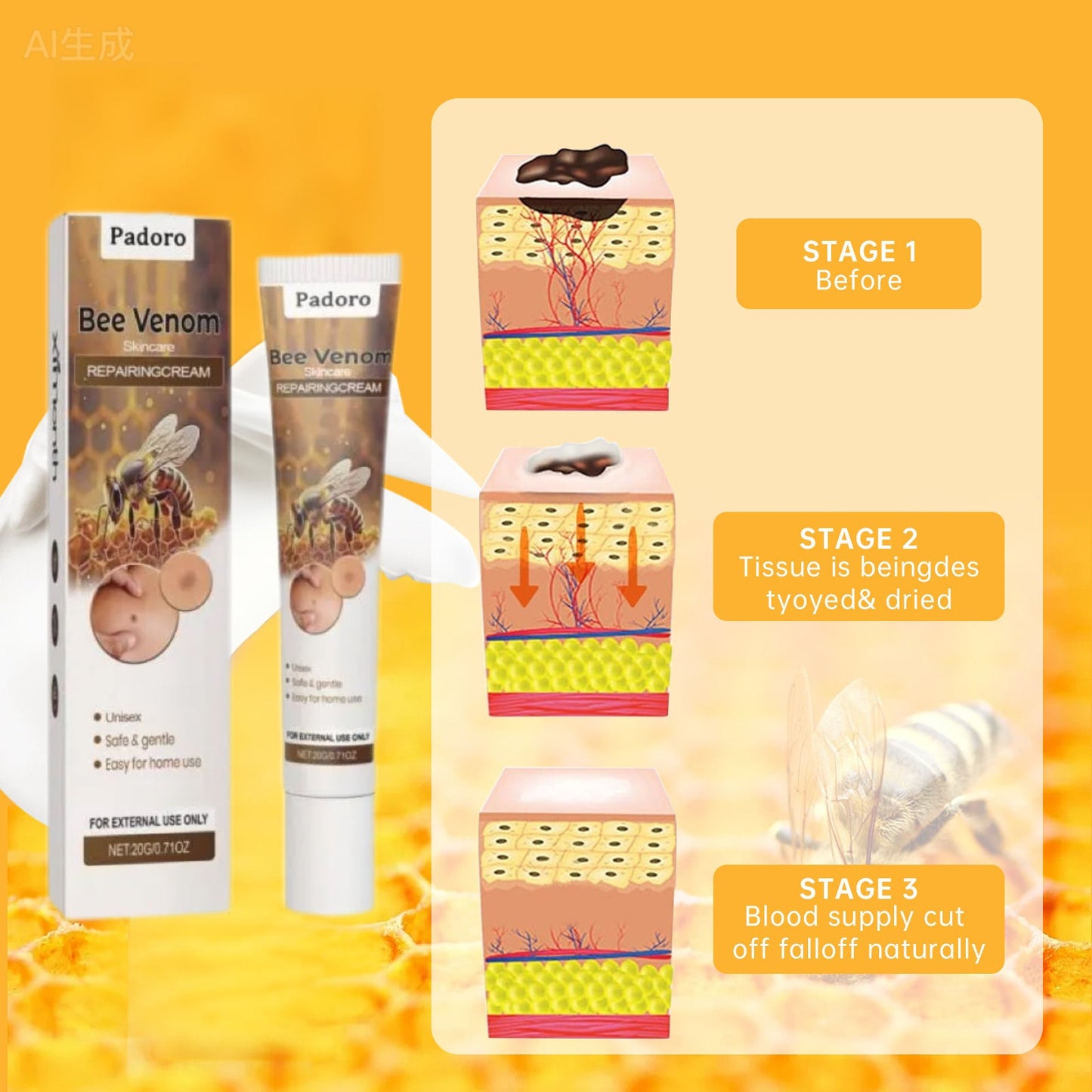 🔥Buy 1 Get 1 Free🔥Pain-free Bee Venom Wart and Tags Removoal Cream（副本）