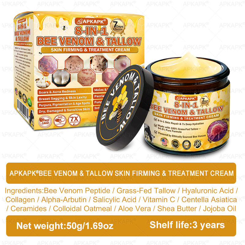 Official Store | 𝐀𝐏𝐊𝐀𝐏𝐊® 𝟖-𝐈𝐧-𝟏 𝐁𝐞𝐞 𝐕𝐞𝐧𝐨𝐦 & 𝐓𝐚𝐥𝐥𝐨𝐰 𝐒𝐤𝐢𝐧 𝐅𝐢𝐫𝐦𝐢𝐧𝐠 & 𝐓𝐫𝐞𝐚𝐭𝐦𝐞𝐧𝐭 𝐂𝐫𝐞𝐚𝐦 (Effective Within 7 Days)Bee Venom + Tallow · 7X Deep Hydration, targets wrinkles, sagging, stretch marks, dark spots, purpura, inflammations and more