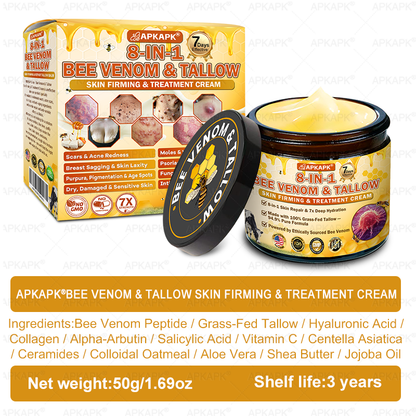 Official Store | 𝐀𝐏𝐊𝐀𝐏𝐊® 𝟖-𝐈𝐧-𝟏 𝐁𝐞𝐞 𝐕𝐞𝐧𝐨𝐦 & 𝐓𝐚𝐥𝐥𝐨𝐰 𝐒𝐤𝐢𝐧 𝐅𝐢𝐫𝐦𝐢𝐧𝐠 & 𝐓𝐫𝐞𝐚𝐭𝐦𝐞𝐧𝐭 𝐂𝐫𝐞𝐚𝐦 (Effective Within 7 Days)Bee Venom + Tallow · 7X Deep Hydration, targets wrinkles, sagging, stretch marks, dark spots, purpura, inflammations and more